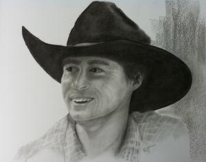 Cowboy In Graphite Pencil And Charcoal